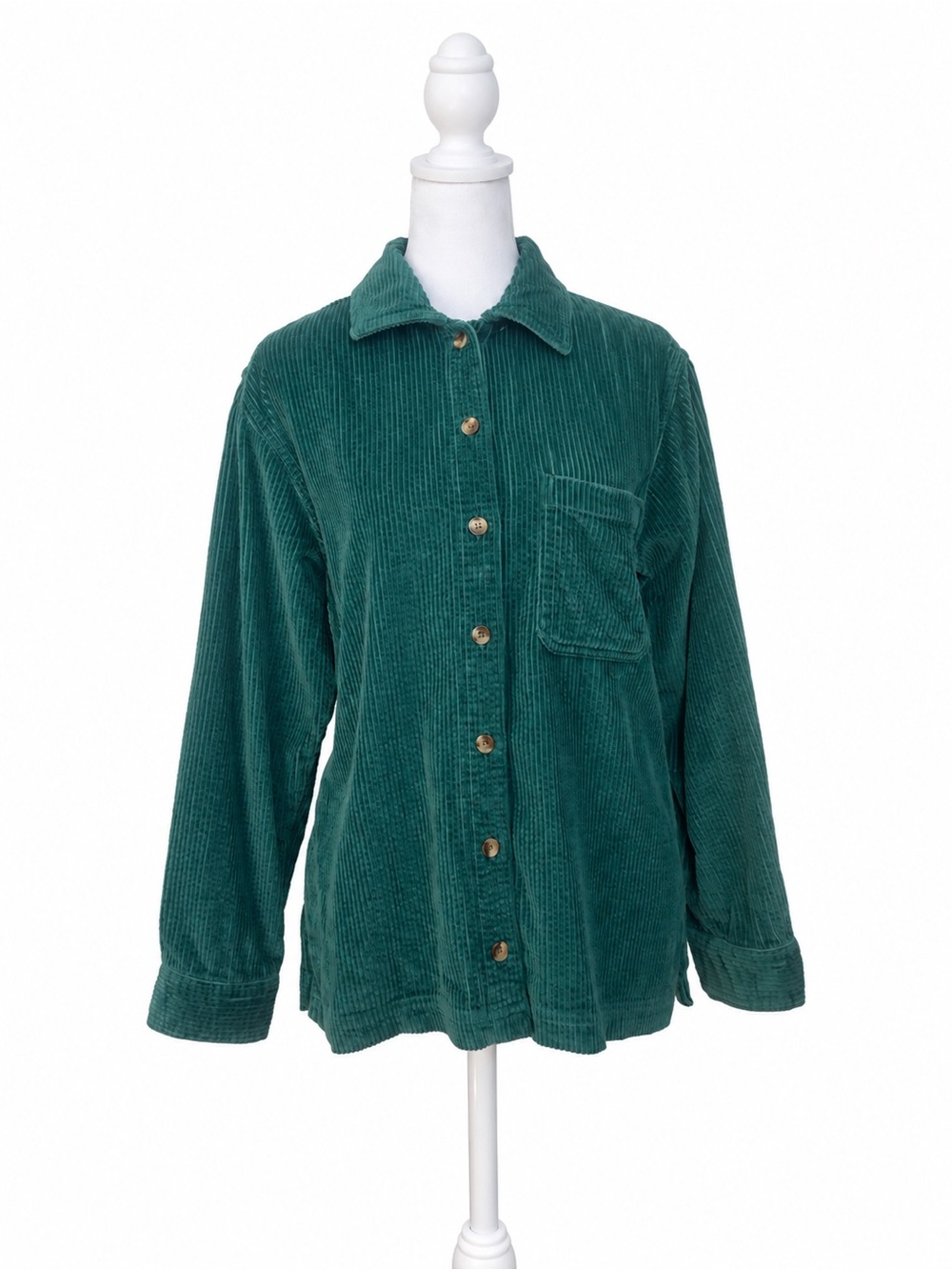L.L.Bean Green Corduroy Button Up Shirt Jacket Shacket Work S Petite’s
